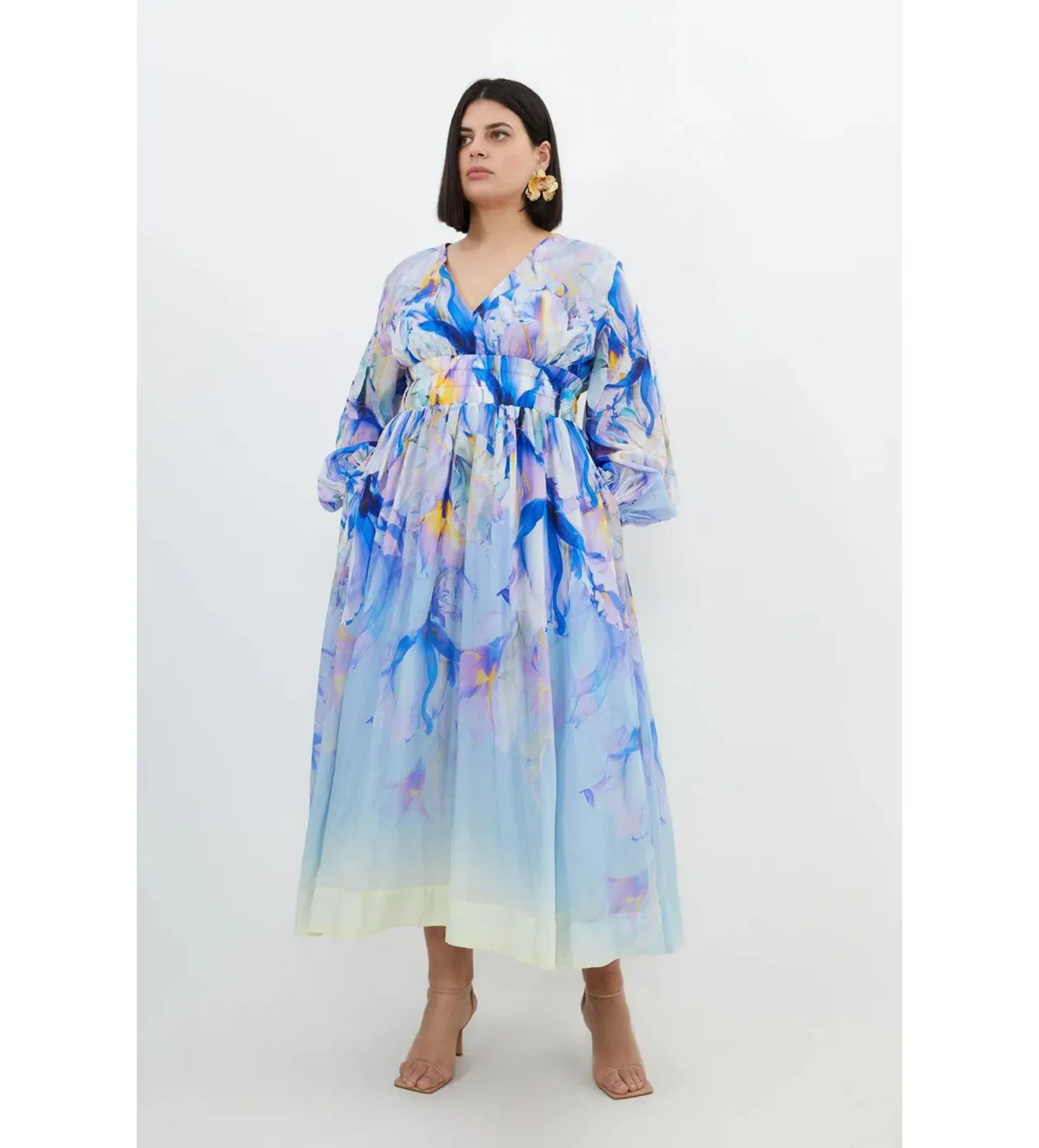 Karen Millen Ombre Floral Silk Maxi Dress Multi Size 22 - Image 1