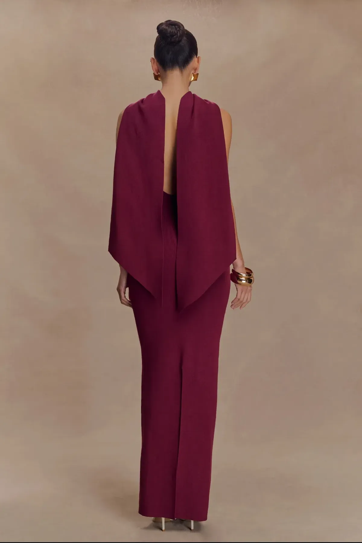 Meshki Knit Scarf Maxi Dress Merlot Size 8 - Image 2