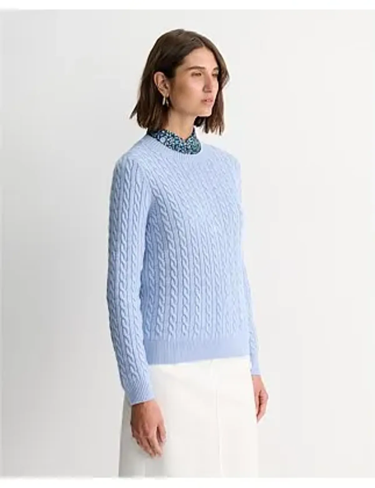 Sportscraft Merino Wool Baby Cable Sweater Pale Blue Size AU 8 - Image 3