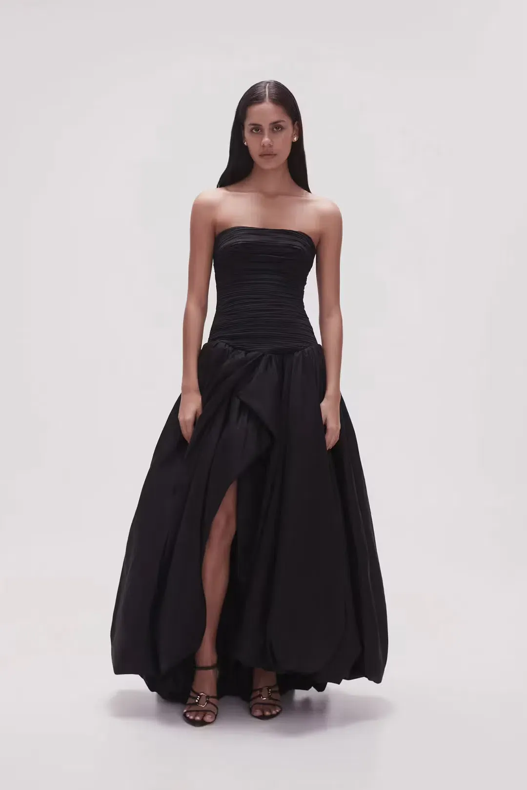 Aje Violette Bubble Hem Maxi Dress Black Size 8 for rent on The Volte - main image
