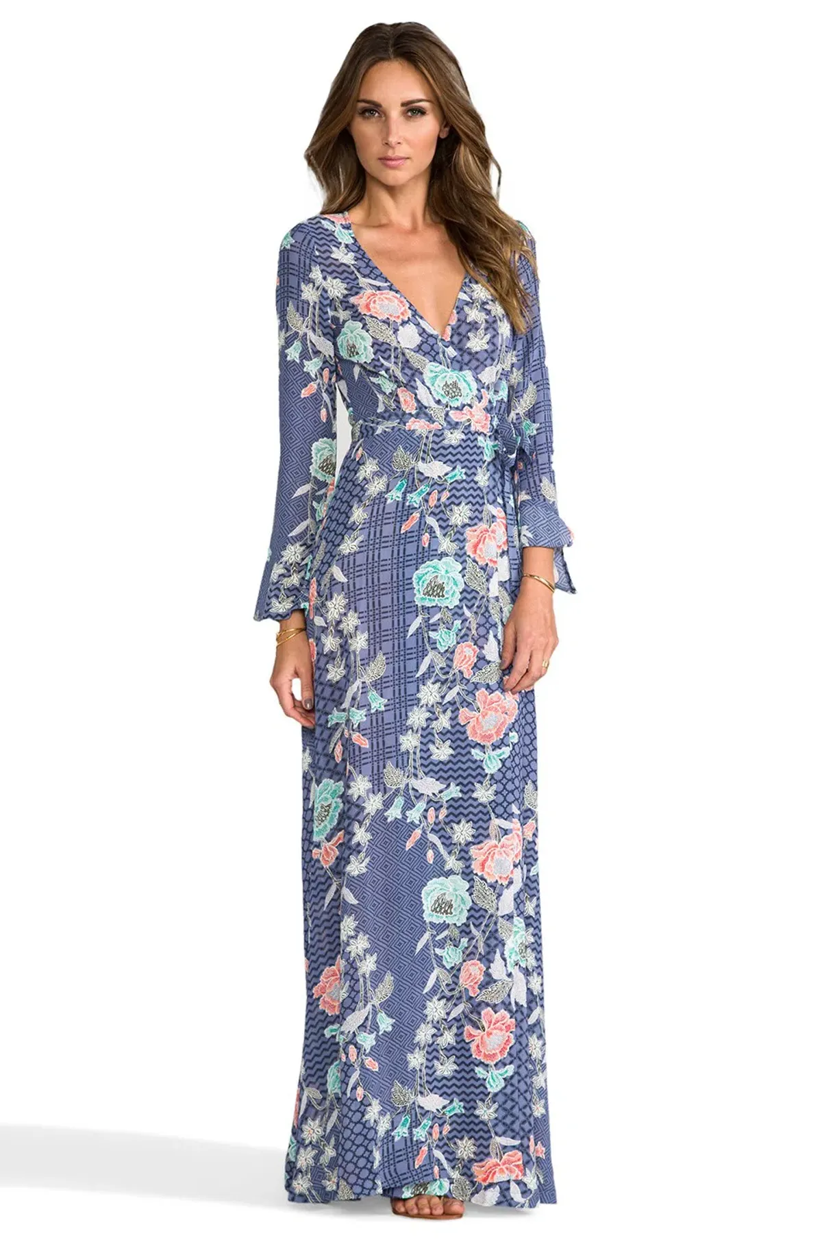 Tigerlily Batik Floral Wrap Dress in Cornflower Size 10 - Image 2