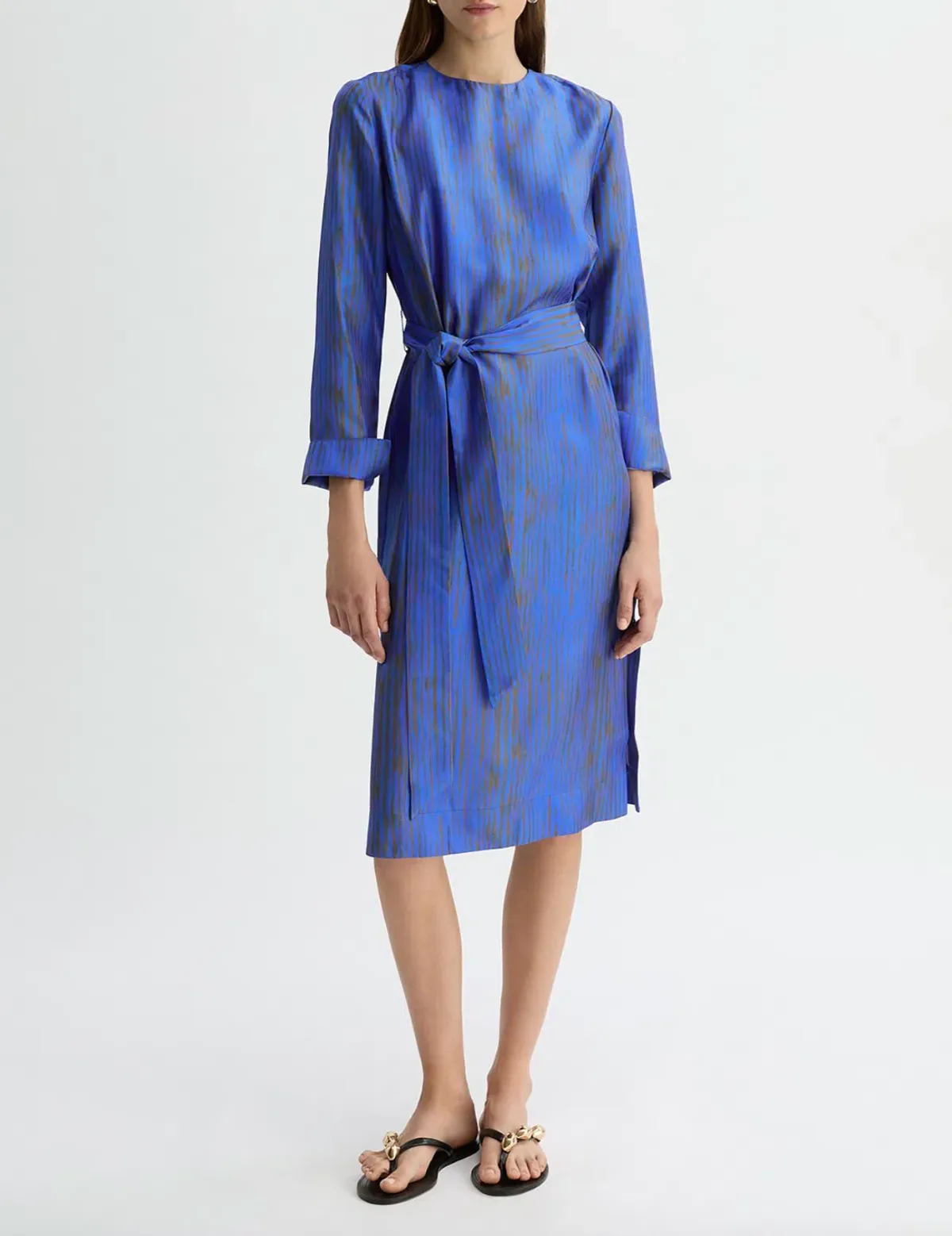 Willow Martina Silk Midi Dress in Blue Print Size AU 12 for rent on The Volte - main image