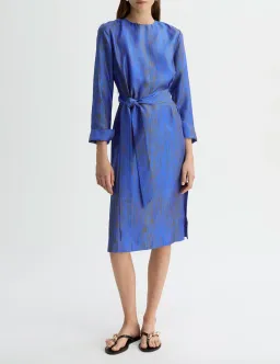Willow Martina Silk Midi Dress in Blue Print Size AU 12 for rent on The Volte - image 1