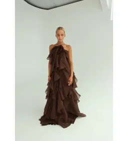 Aje Pandorea Layered Maxi Dress Carob Size 10 for rent on The Volte - image 2