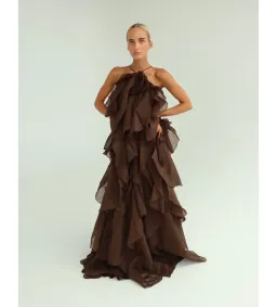 Aje Pandorea Layered Maxi Dress Carob Size 10 for rent on The Volte - image 6