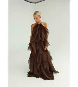 Aje Pandorea Layered Maxi Dress Carob Size 10 for rent on The Volte - image 5