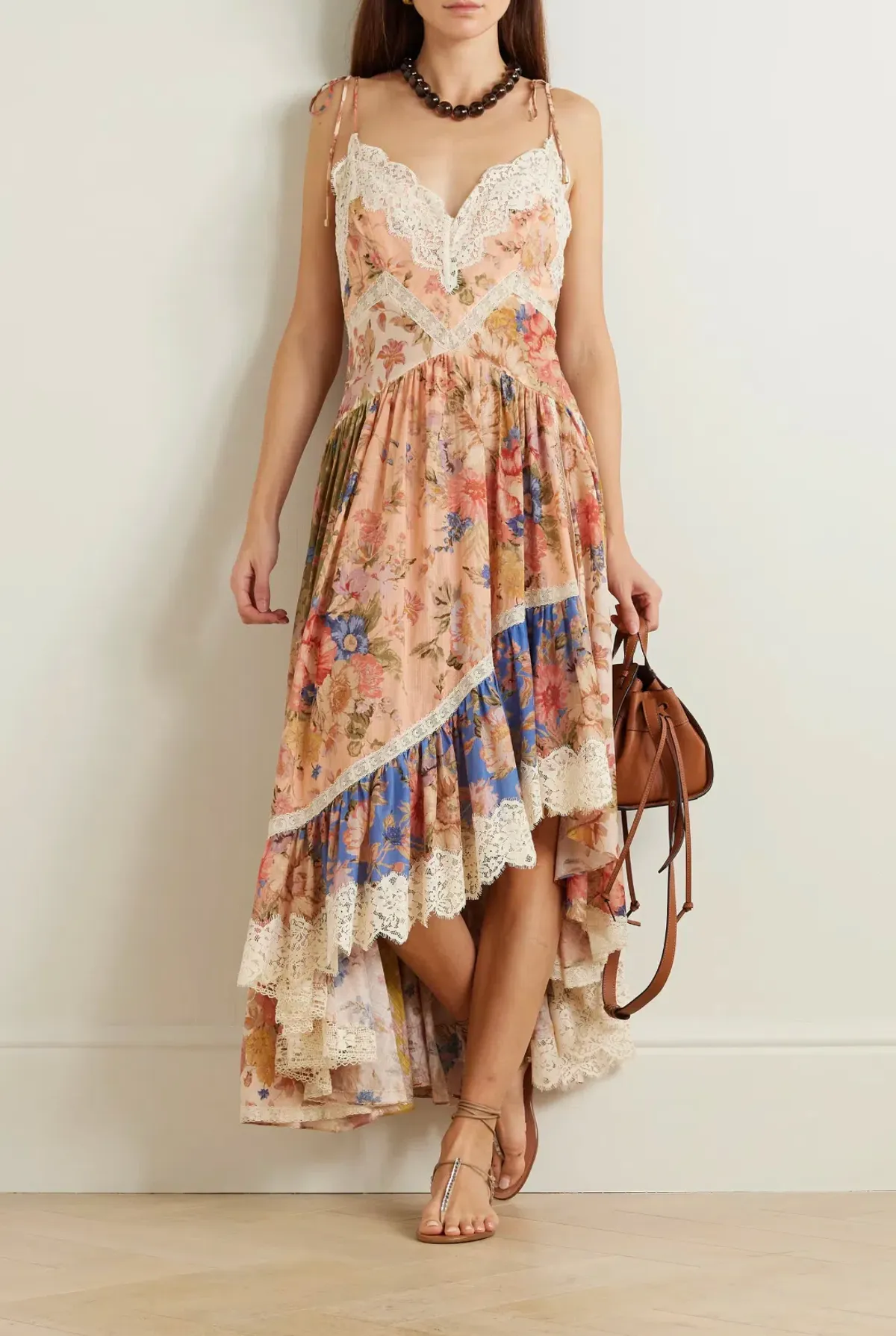 Zimmermann August Asymmmetic Lace Midi Dress Print Size 3 / AU 14 - Image 1