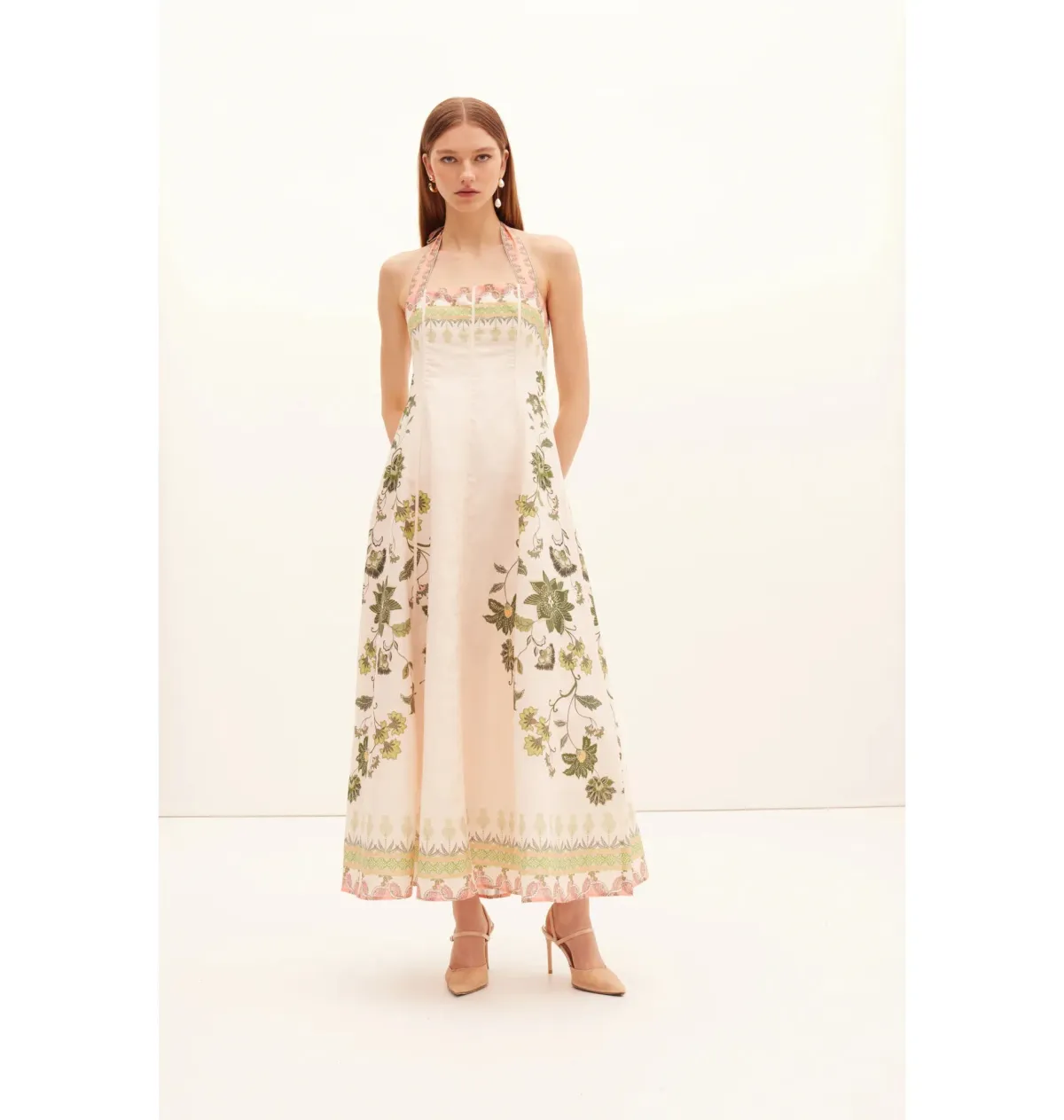 Kate Ford Baja Halter Gown Print Size 12 for rent on The Volte - main image