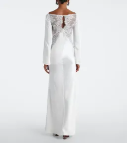 Self-Portrait x Christopher Kane Lace Trimmed Satin Gown White Size 10 for rent on The Volte - image 4