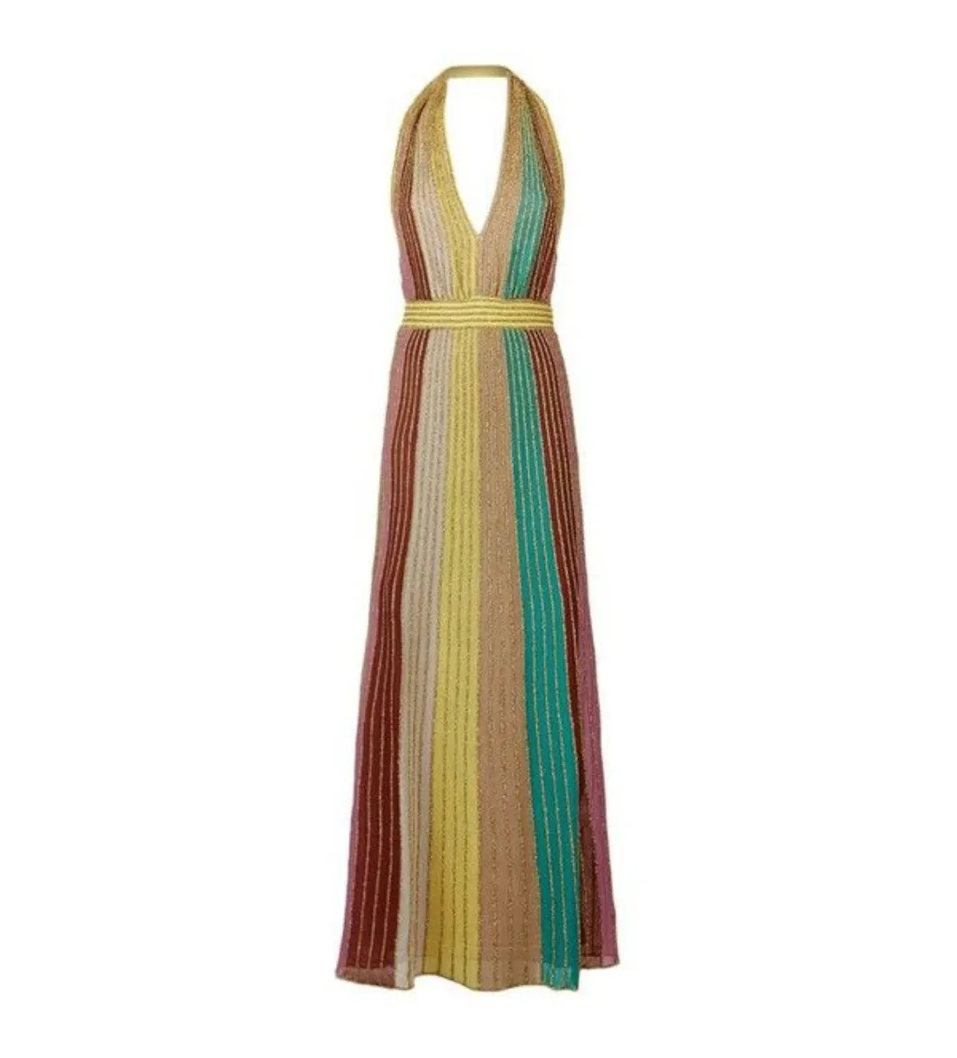 Missoni Striped Lurex Halter Maxi Dress Size AU 12 for rent on The Volte - main image