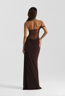 Natalie Rolt Sloane Maxi Dress in Brown Size 1 / AU 6-8 for rent on The Volte - image 3