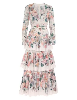 Zimmermann Acacia Tiered Maxi Dress Cream Multi Floral Size 14 for rent on The Volte - image 1