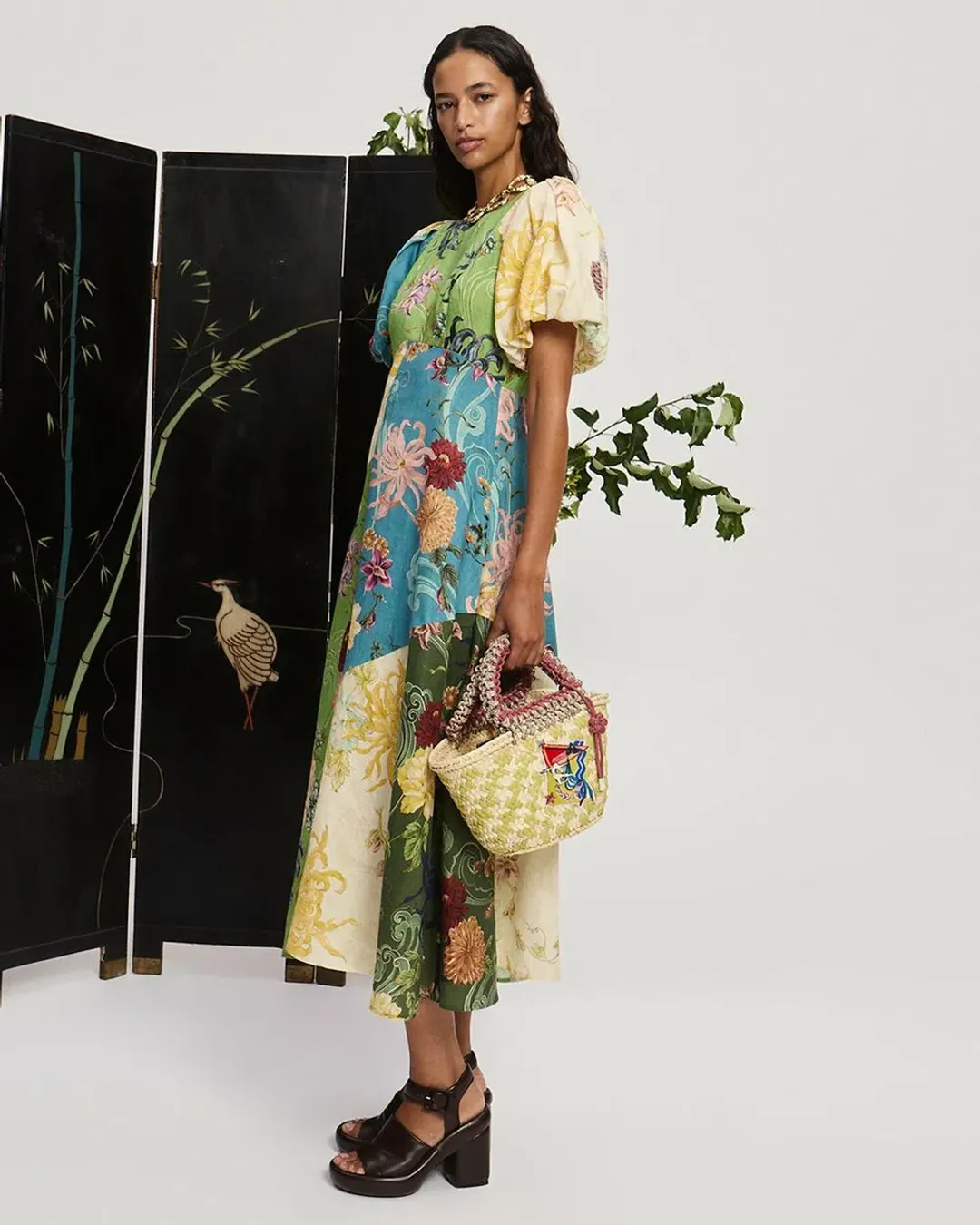 Alemais Avery Spliced Midi Dress Multi Print Size 16 for rent on The Volte - main image