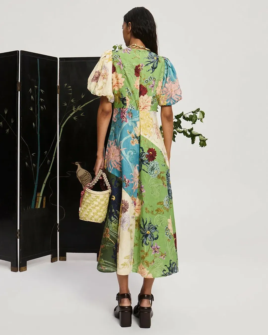 Alemais Avery Spliced Midi Dress Multi Print Size 16 for rent on The Volte - main image
