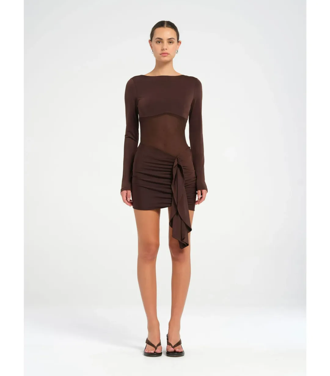 Benni Juni Mini Dress Chocolate Size AU 6 for rent on The Volte - main image