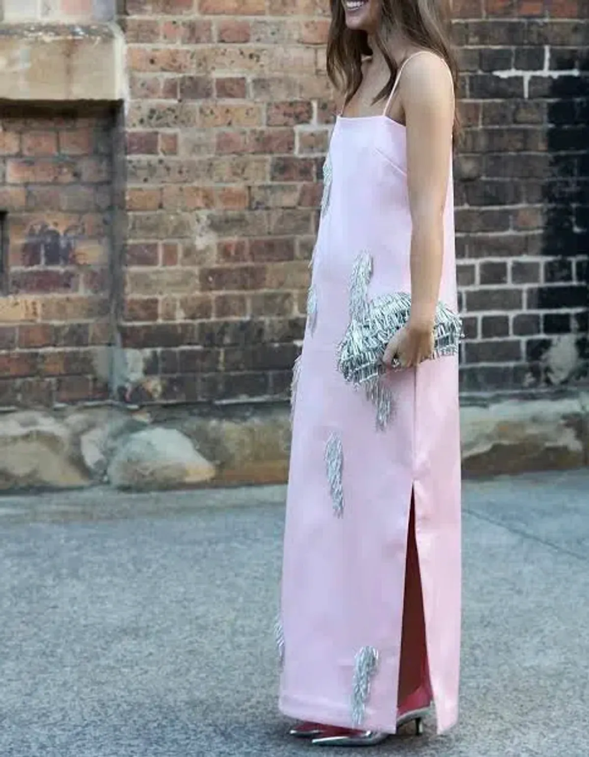 Alemais Cindy Embellished Slip Midi Dress Pink Size 6 - Image 3