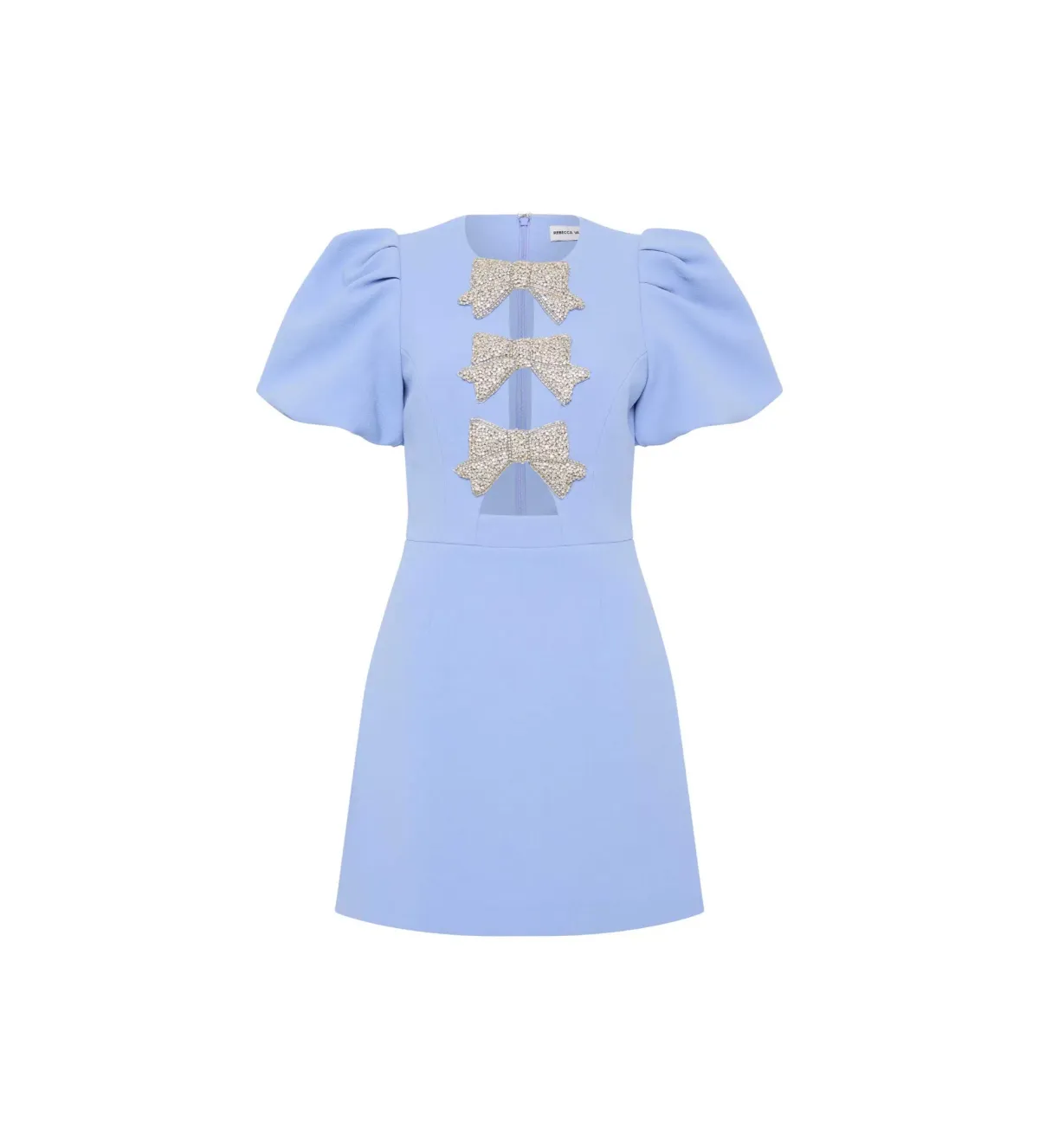 Rebecca Valance Juliana Puff Sleeve Mini Dress in Blue Size AU 4 - Image 6