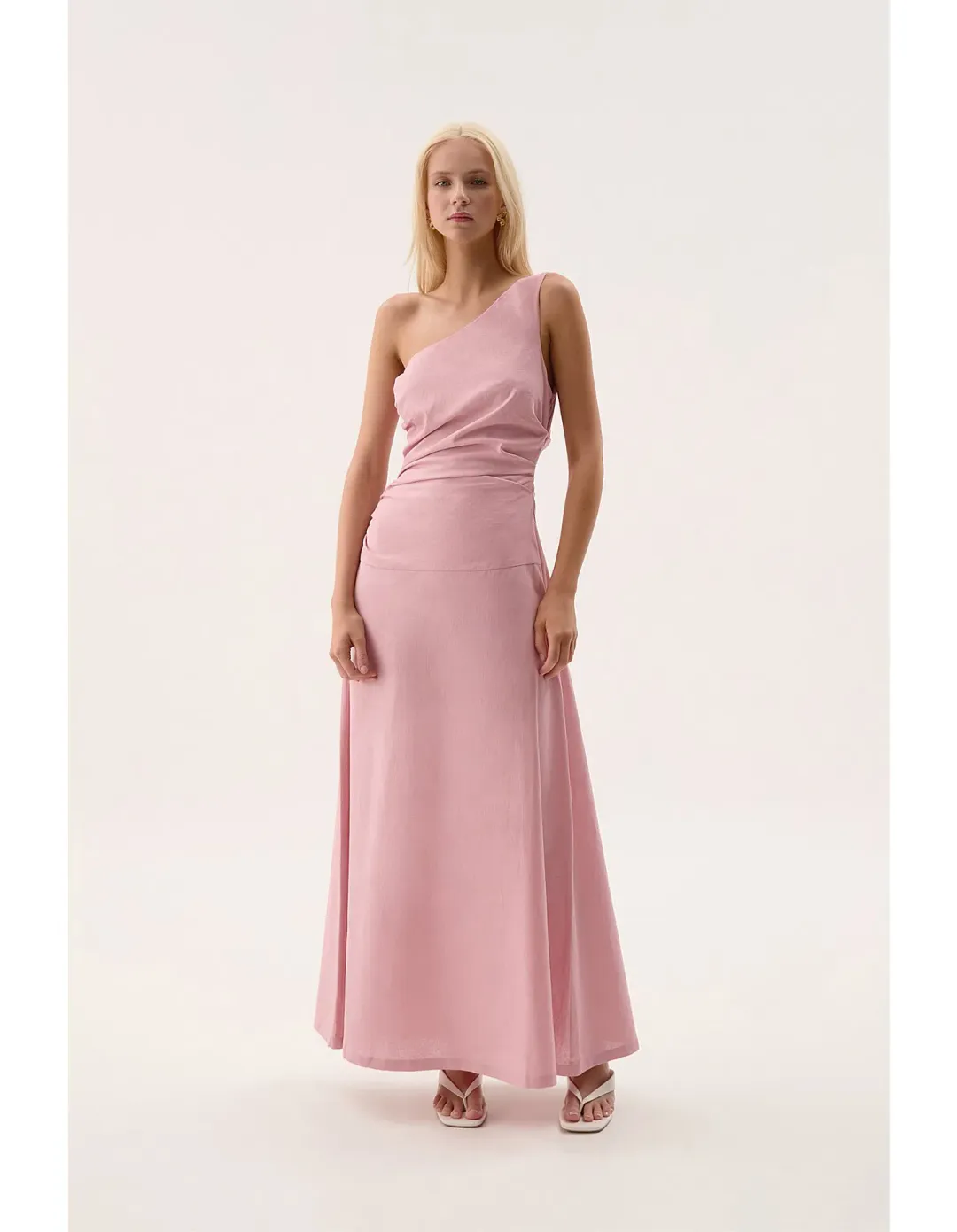 Aje Daze One Shoulder Maxi Dress in Dusty Pink Size AU 8 for rent on The Volte - main image