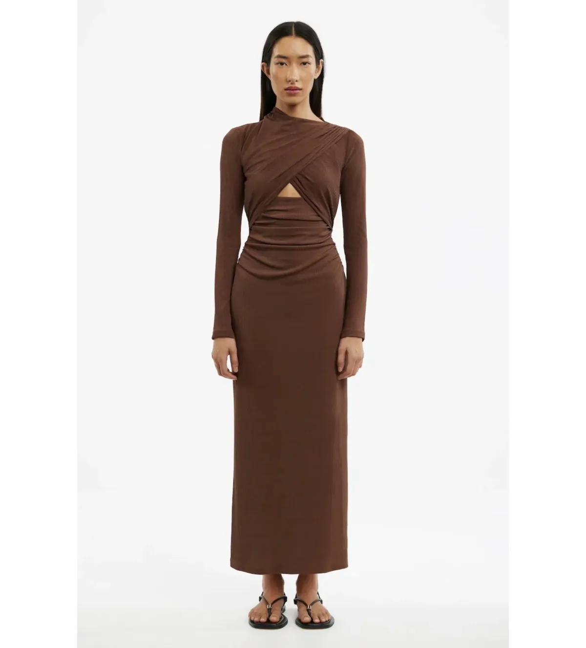 Significant Other Gabriana Long Sleeve Midi Dress in Brown Size AU 10 - Image 1