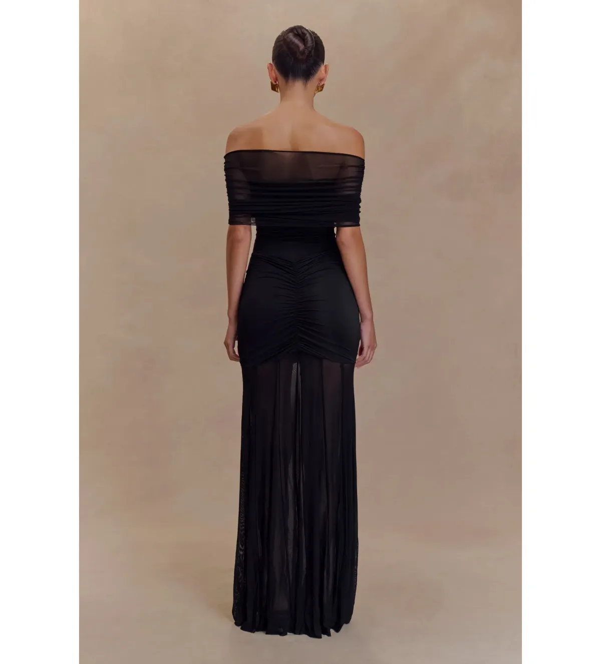 Meshki Caspian Slink Mesh Off Shoulder Maxi Dress Black Size 8 - Image 5