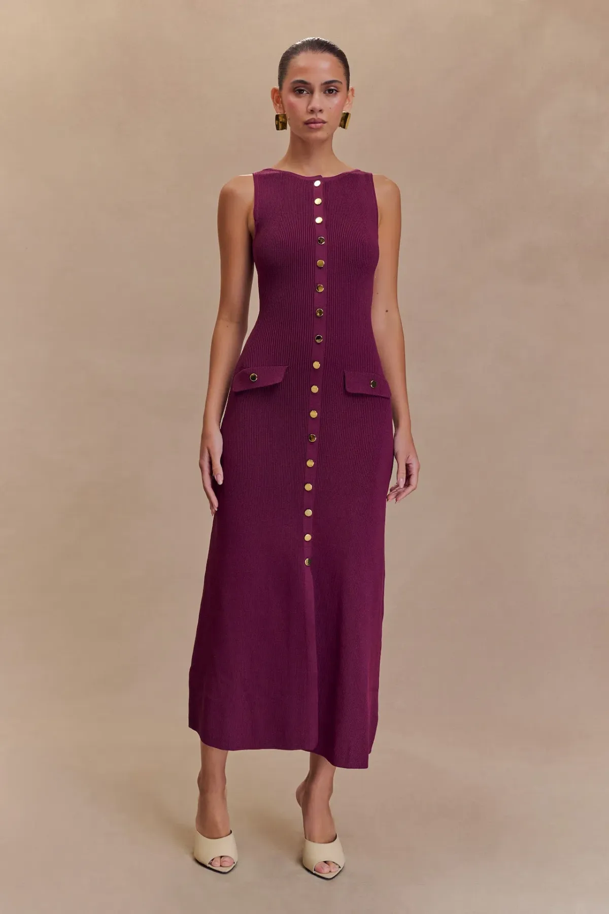 Meshki Sawyer Sleeveless Buttoned Maxi Dress Plum Size XXS / AU 4 for rent on The Volte - main image