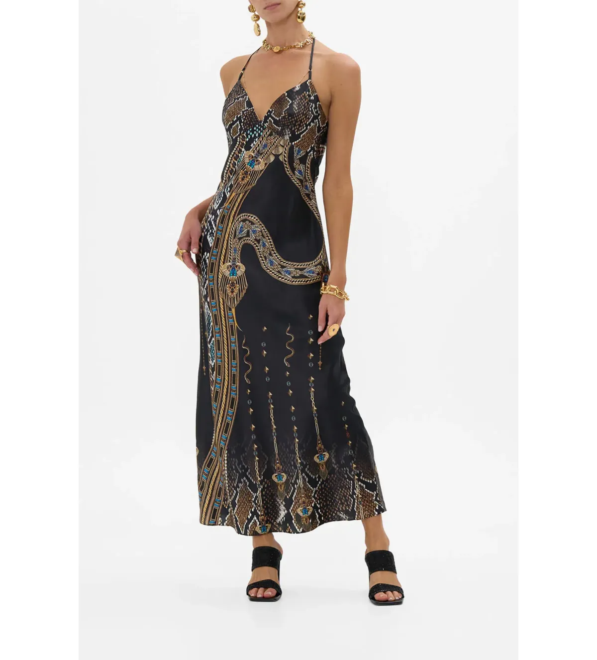 Camilla Chain Detail Slip Dress in Call Me Cleopatra Size - Image 1
