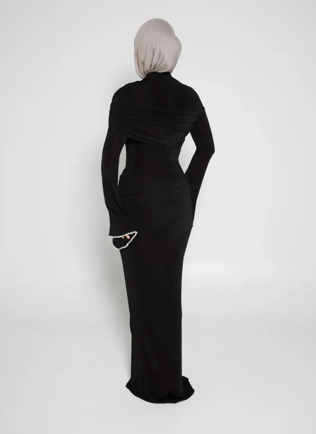 Alaía Muse Luna Pearl Sleeve Maxi Dress Black Size S / AU 8 for rent on The Volte - main image