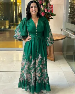 Zimmermann Rhiannon Plunge Maxi Dress Green Multi Paisley Size 3 / AU 14 for rent on The Volte - image 1