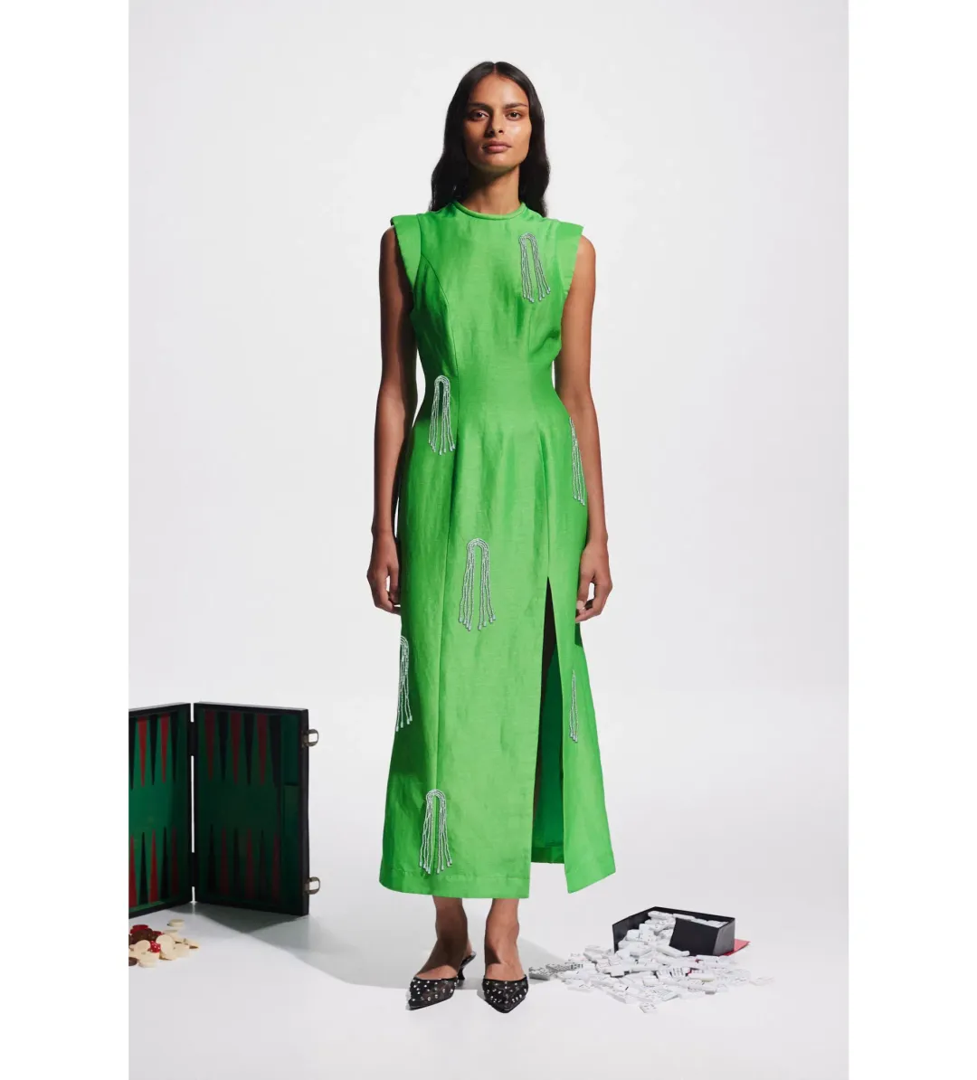 Alemais Dazzle Midi Dress Green Size AU 10 for rent on The Volte - main image