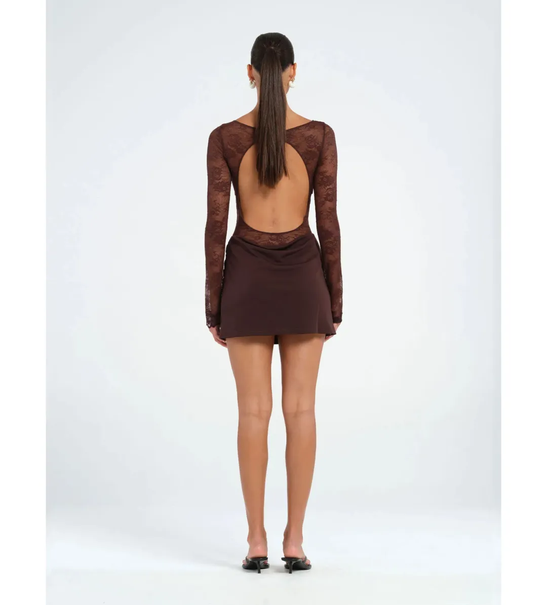 BENNI Oskar Mini Dress in Brown Size 8 for rent on The Volte - main image