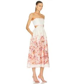 Zimmermann Devi Scallop Midi Dress Cream Floral in Size 3 / AU 14 for rent on The Volte - image 2