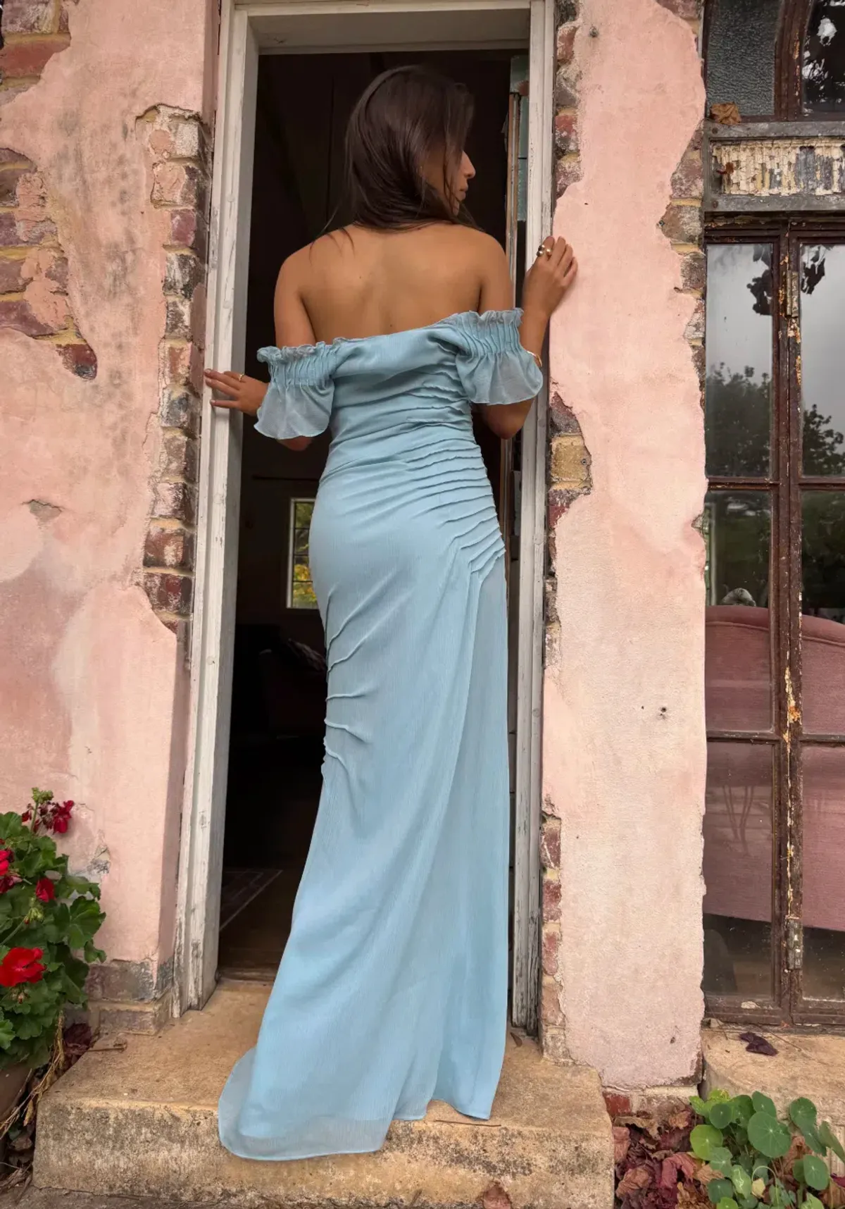 Vera Wang The Parissa Maxi Dress Blue Size 6 - Image 4