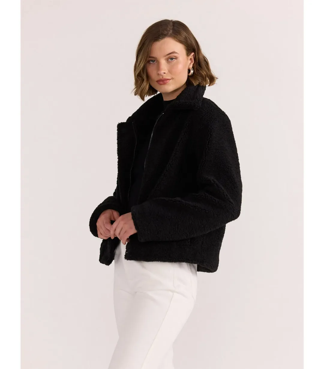 Staple The Label Tate Sherpa Jacket Black Size 8/S for rent on The Volte - main image