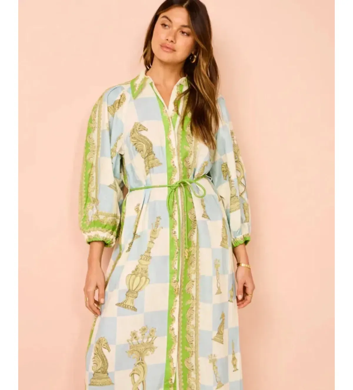 Alemais Checkmate Midi Dress Multi Print Size 8 - Image 2