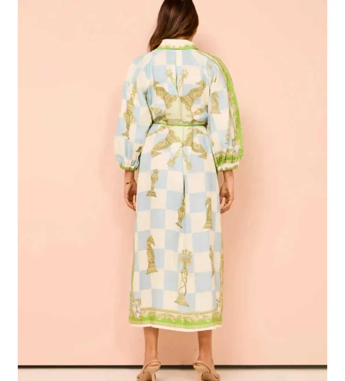 Alemais Checkmate Midi Dress Multi Print Size 8 - Image 3