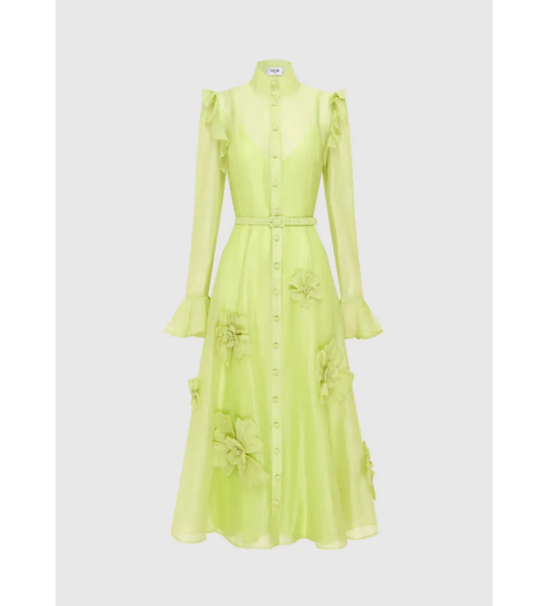 LEO LIN Katrina Butterfly Midi in Chartreuse Size 14 for rent on The Volte - main image