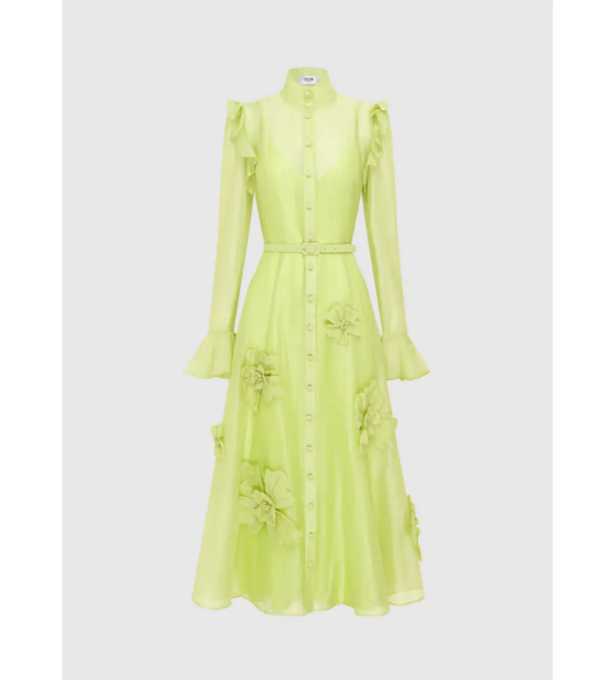 LEO LIN Katrina Butterfly Midi in Chartreuse Size 14 for rent on The Volte - main image