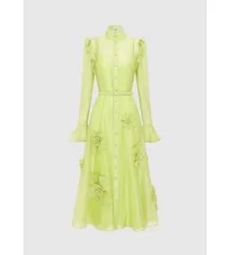 LEO LIN Katrina Butterfly Midi in Chartreuse Size 14 for rent on The Volte - image 1