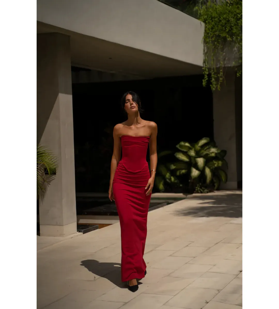 HNTR The Label Louie Gown in Wine Size 6 for rent on The Volte - main image