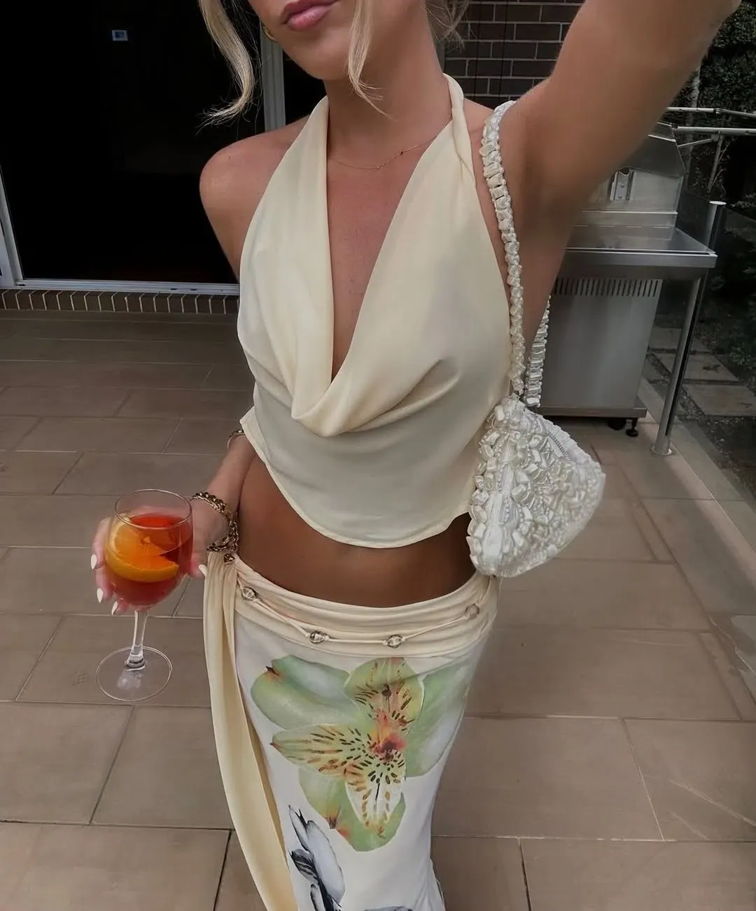 Katali Orchid Romance Belle Skirt & Butter Kaia Top in Yellow Size AU 10 for rent on The Volte - main image