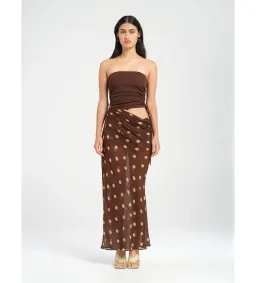 BENNI Roscoe Maxi Dress Espresso Polka Dot Size AU 8 for rent on The Volte - image 1