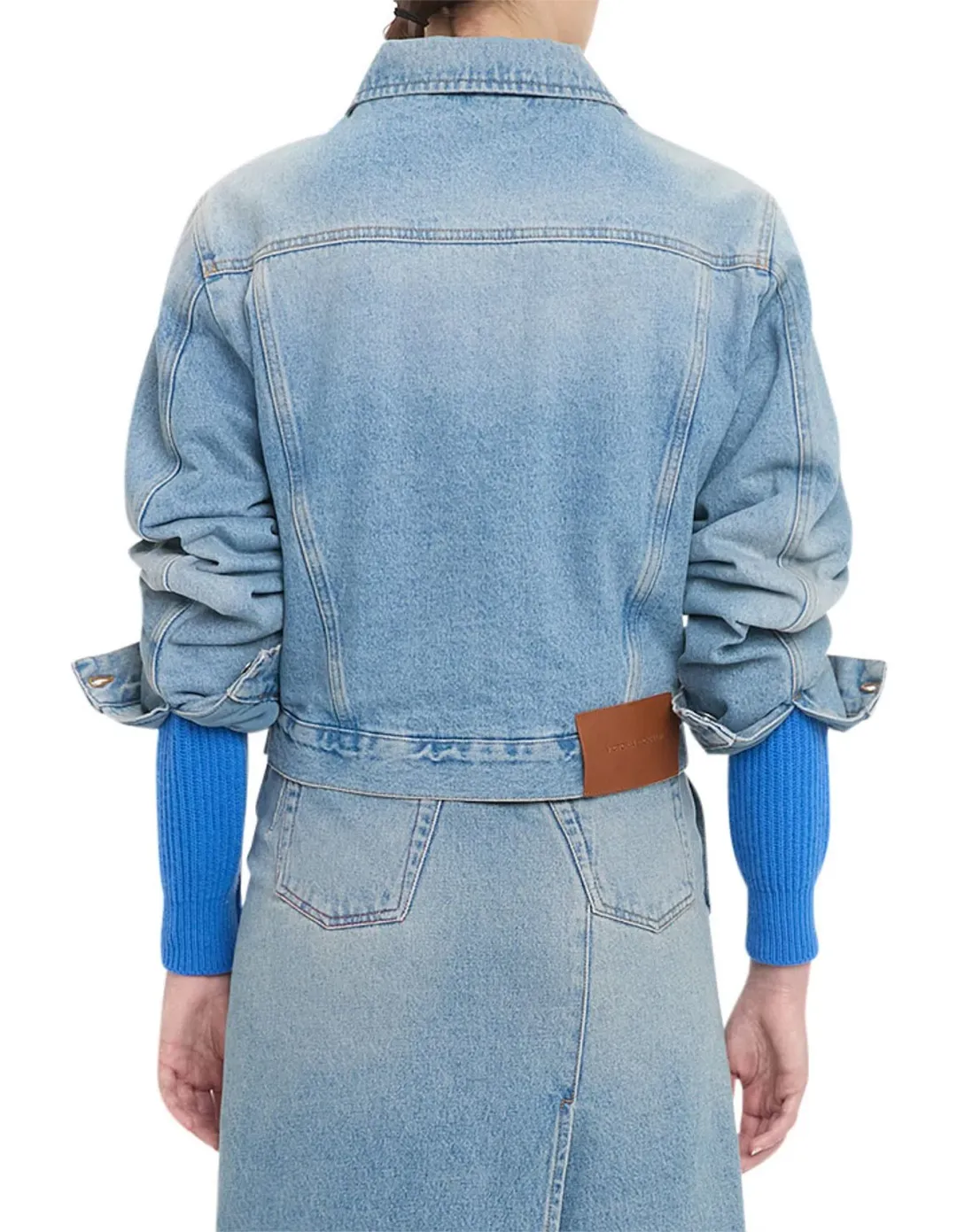 Victoria Beckham Padded Denim Jacket Pale Blue Wash Size for rent on The Volte - main image