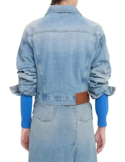 Victoria Beckham Padded Denim Jacket Pale Blue Wash Size for rent on The Volte - image 3