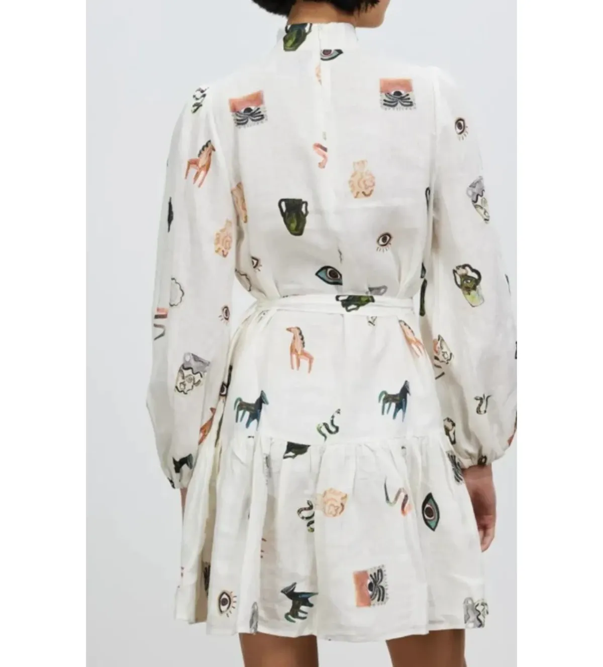 Alemais Hera Mini Dress White Print Size AU 6 - Image 4