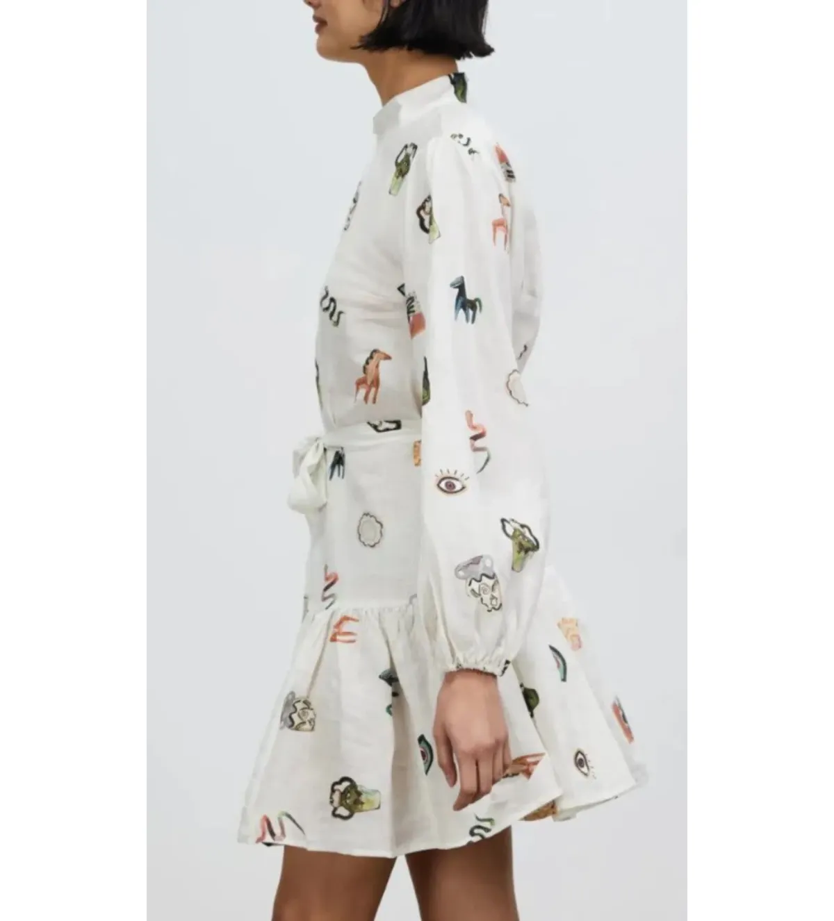 Alemais Hera Mini Dress White Print Size AU 6 - Image 3