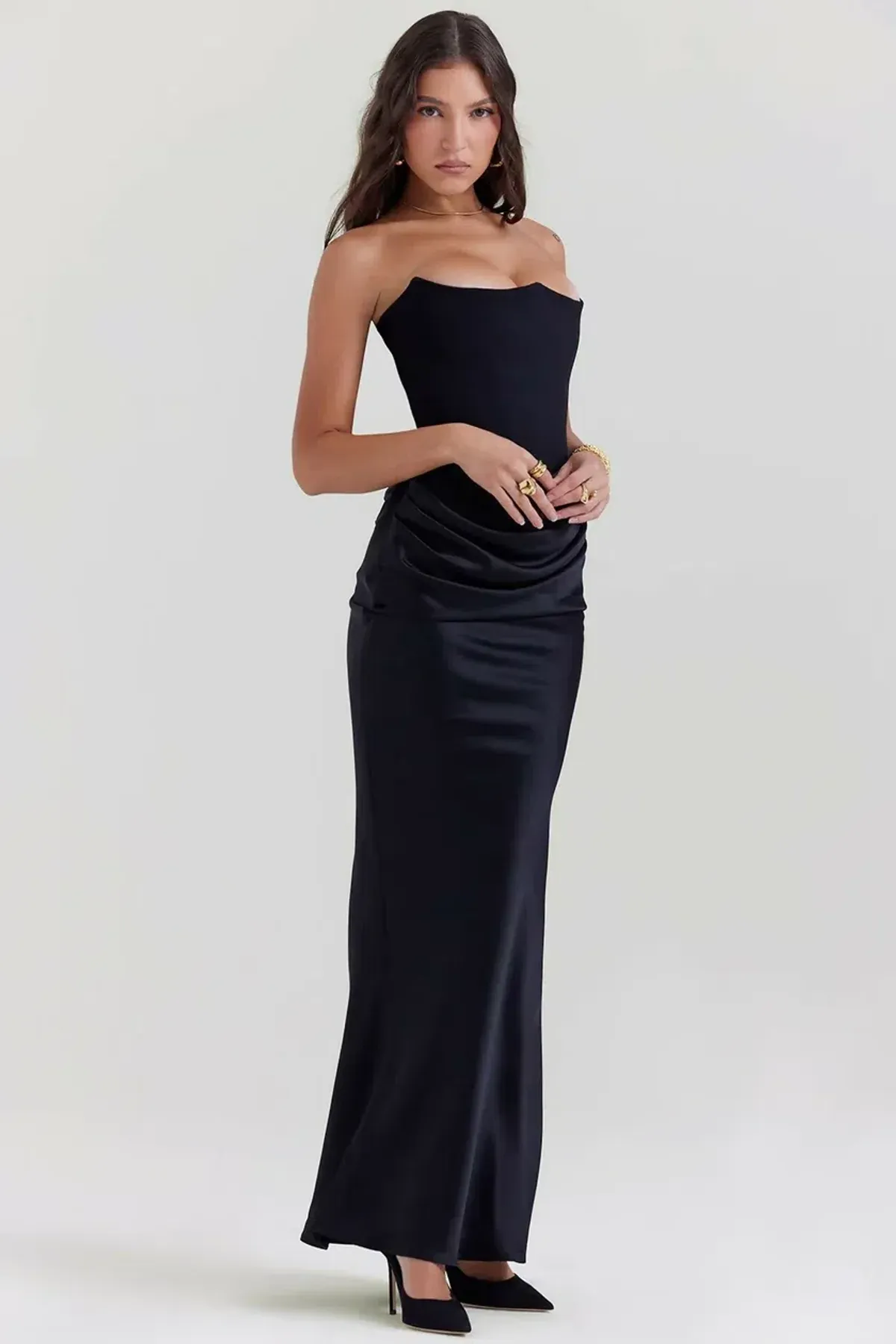 House of CB Persephone Corset Maxi Dress Black Size 10 - Image 1