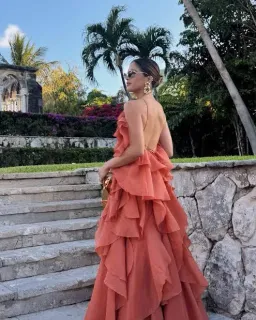 Aje Pandorea Maxi Dress Coral Clay Size AU 14 for rent on The Volte - image 3