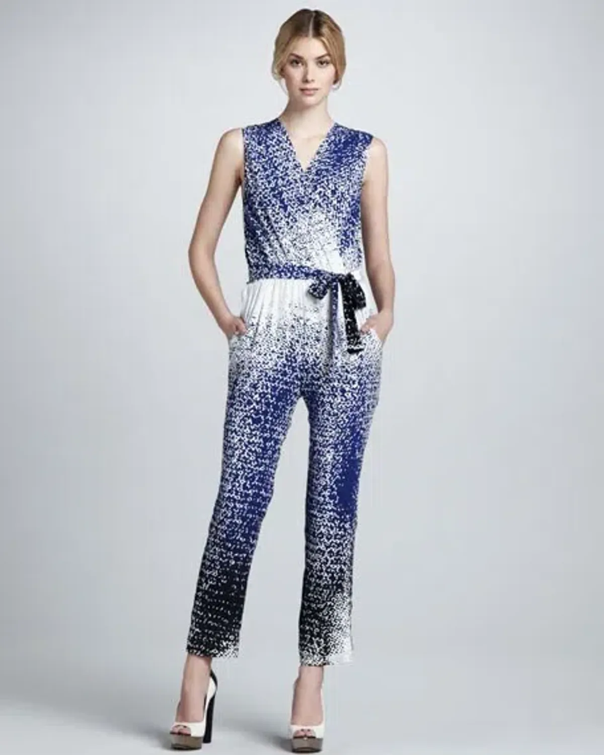 Diane Von Furstenberg Kawena Jumpsuit Multi Print Size 4 - Image 1