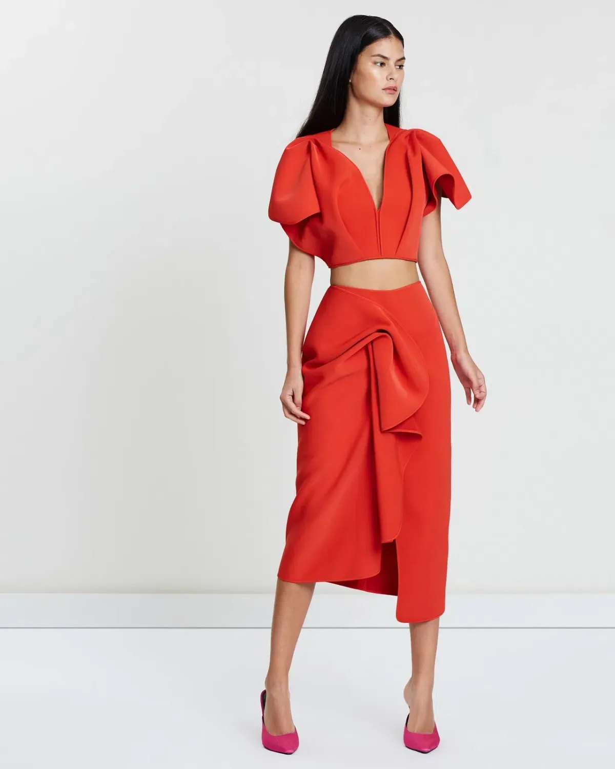 Acler Crawford Midi Set Red Size 8 - Image 2