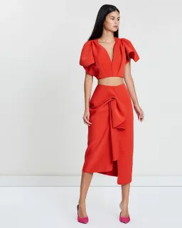 Acler Crawford Midi Set Red Size 8 for rent on The Volte - image 2